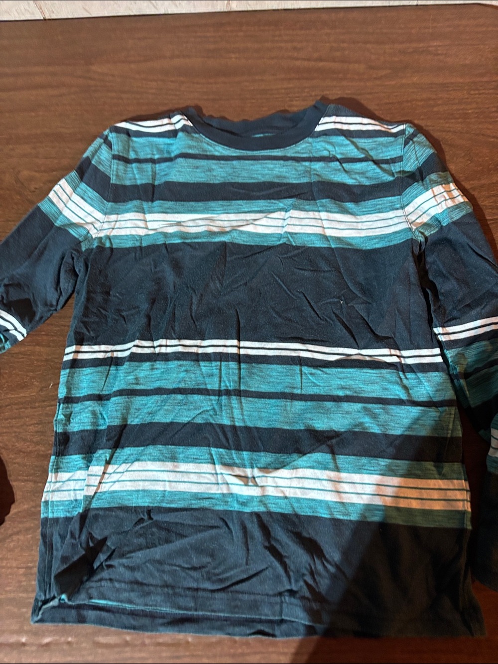 urban pipeline Long Sleeve Striped Tee in Teal, Black & White